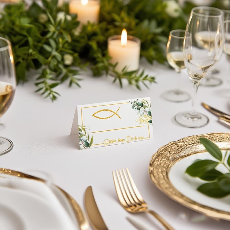 Invitation Creative Commemorative Card Gold Foil Fish Light Luxury Line Sense Romantic Wedding Restaurant Ready Stock Factory Direct Sales