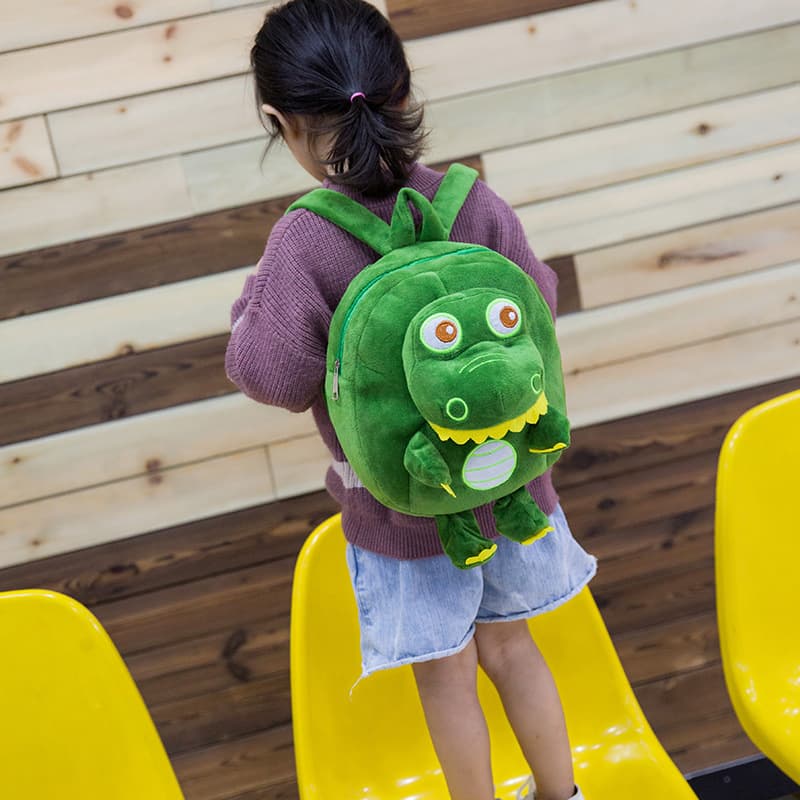 Women's Children's Nursery Baby Double Shoulder Bag Dinosaur Plush Toys Backpack Infant Boys Plushie Dinosaur Playbag