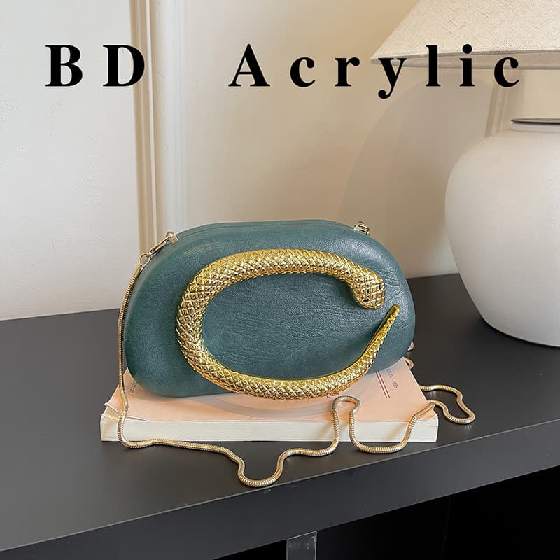 Cross-border Personalized Snakeskin Clutch Evening Bag Women's Bag European and American Fashion Chain Underarm Shoulder Bag Crossbody Box Bag Trendy