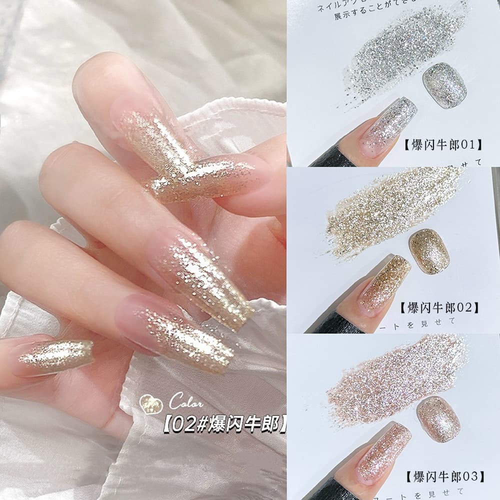 Gel Nail Polish Set 2023 New Flash Cowboy Glitter Super Shiny Platinum Nail Polish for Nail Salon