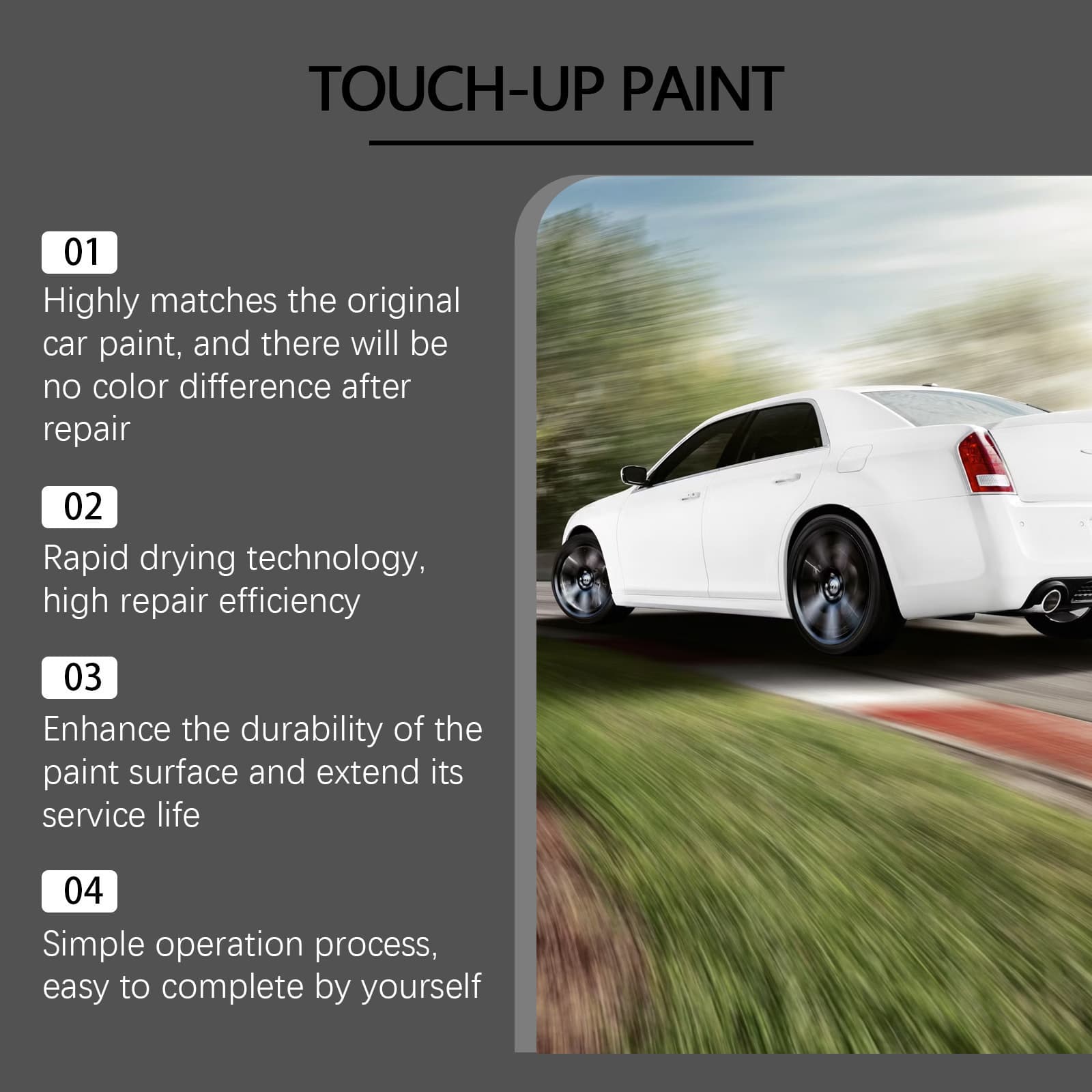 Homonth Car White Touch-Up Paint - Self-Applied Scratch Repair and Refinishing in Pearl White