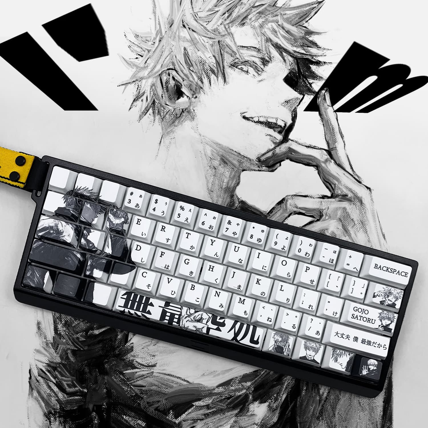 Jujutsu Kaisen Gojo Satoru Keycap Five-Side Dye-Sublimation Custom Keycap Compatible with Wooting 60HE