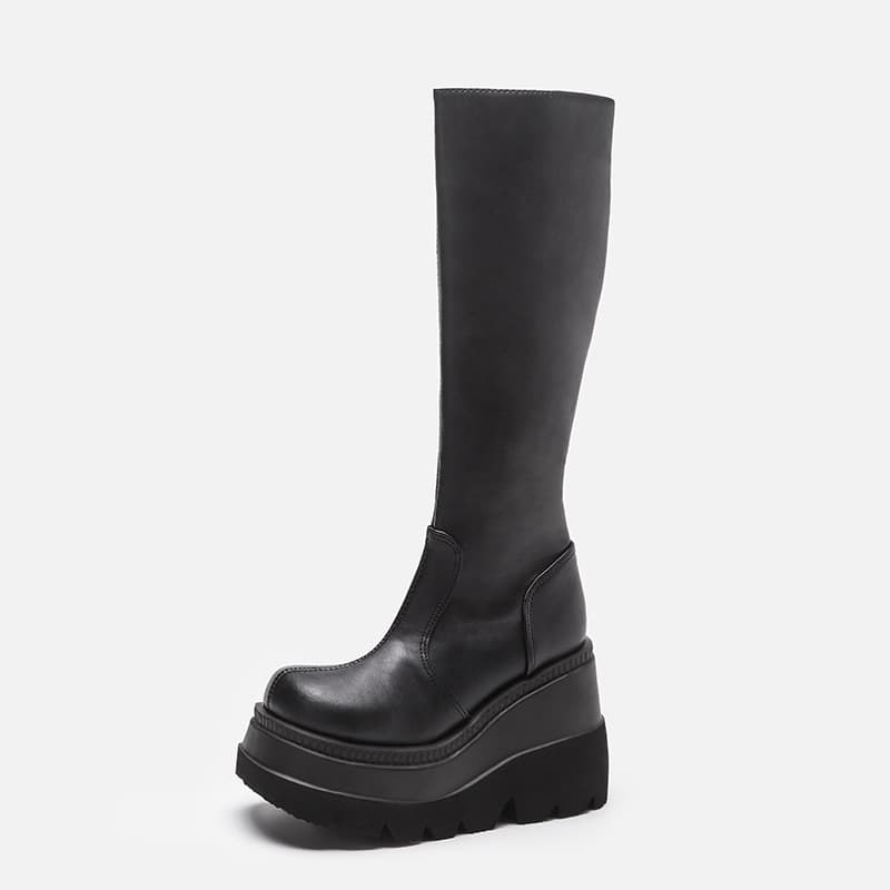 American cross-border size 43 Gothic style thick-soled long boots motorcycle rider boots that are no bigger than the knee and slim tall boots for women