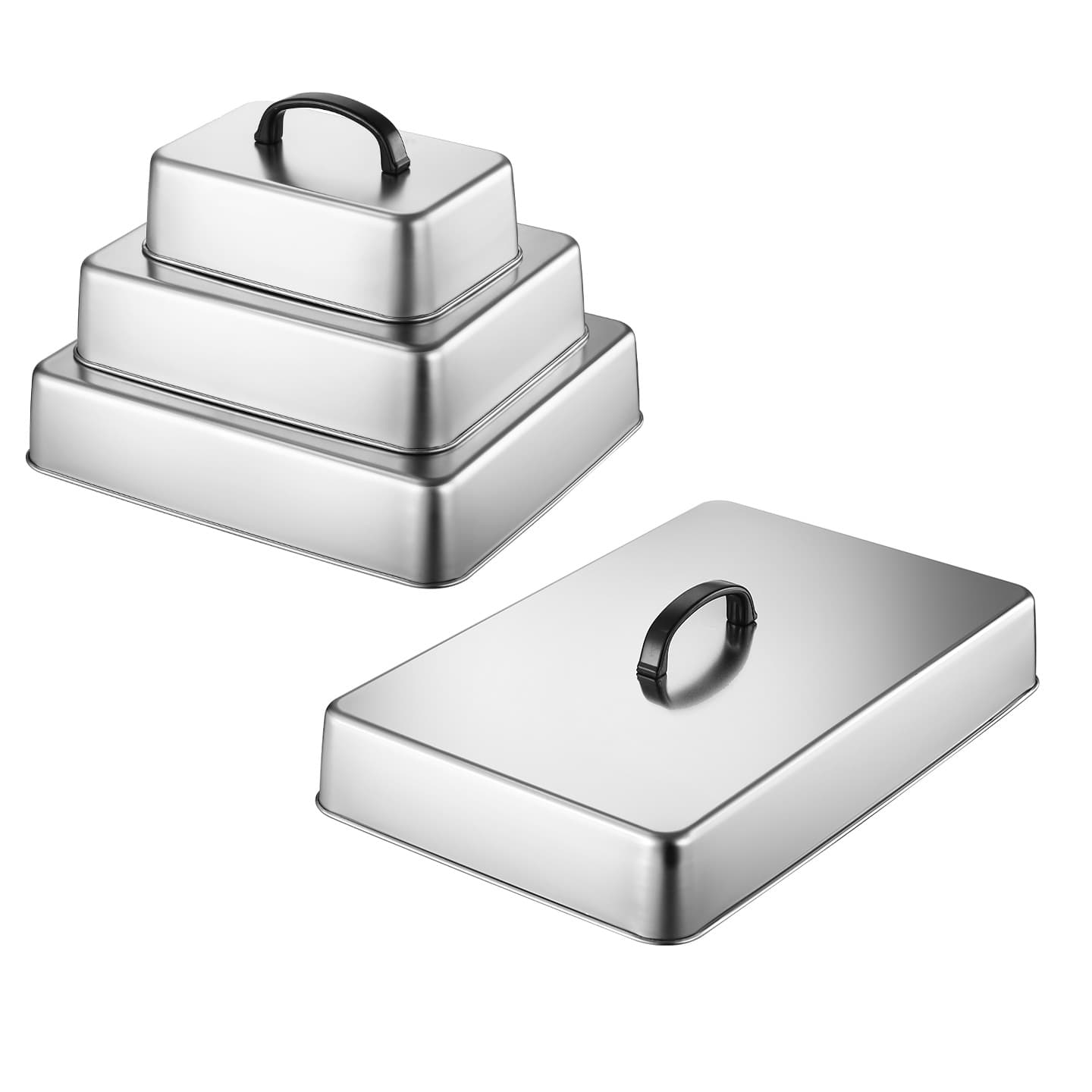 304 Stainless Steel Square BBQ Lid Steak Cover Teppanyaki Lid Western Food Lid Melting Dome Cross-border Burger Cover