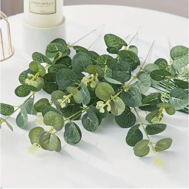 Eucalyptus Leaves for Wedding and Festival Scenes, Simulated Eucalyptus for Holiday Bouquets and Floral Arrangement Accessories