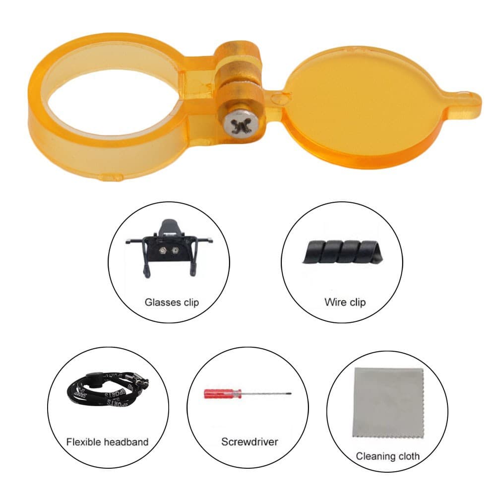 Headlight Dental Magnifier Lab Medical Magnifier Clip Yellow Filter Screwdriver Cleaning Cloth Spare Parts