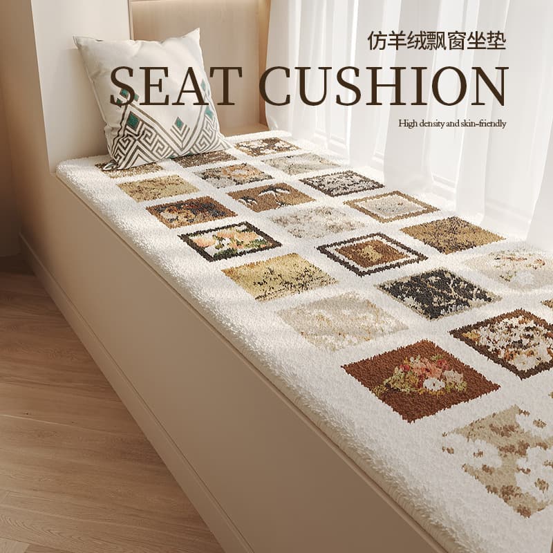 Faux Lamb Wool Bay Window Cushion Simple Bedroom Bedside Rug Plush All-Season Balcony Carpet Tatami Thick Seat Cushion