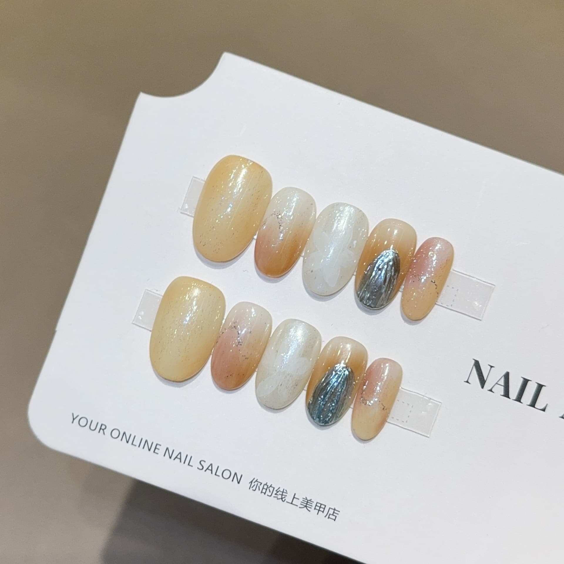 Qianfan [Yiwang Qingquan] Summer French short style handmade wearable manicure high-end patch fake nails