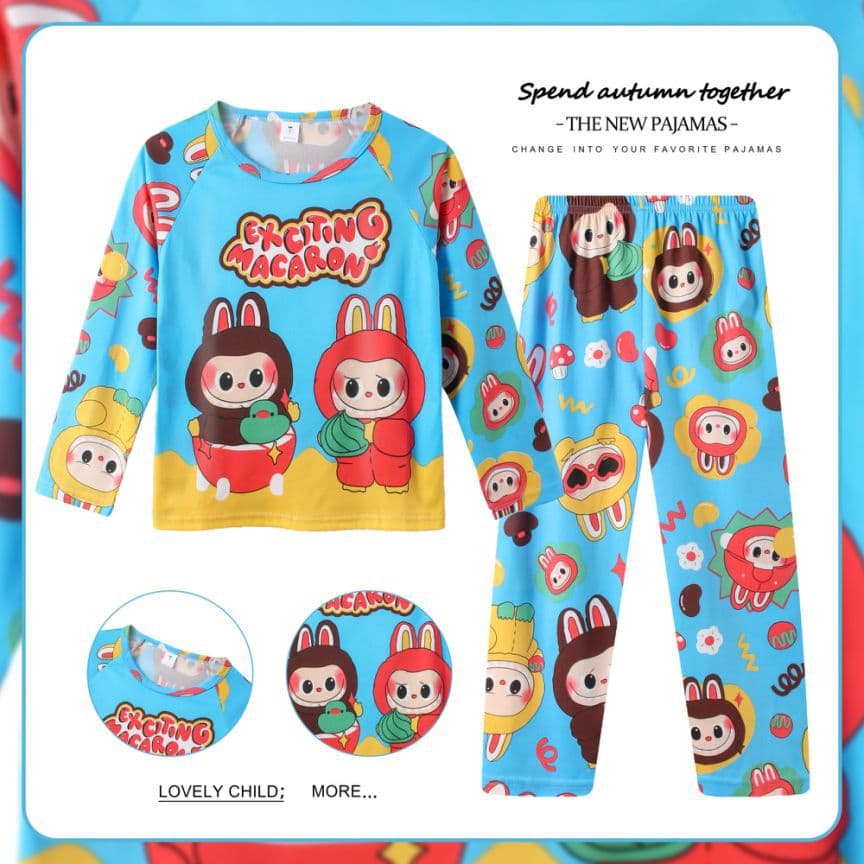 2024 New Girls' Pajamas, Children's Spring/Autumn Long-Sleeve Set, Cute and Stylish Sleepwear for Older Kids