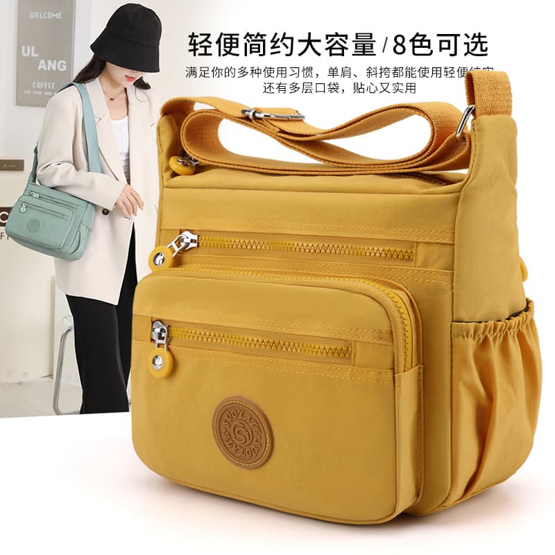 Fashionable Korean Style Large Capacity Floral Nylon Cloth Bag Single Shoulder Bag Trendy Crossbody Ladies Handbag Streetwear Tote Bag