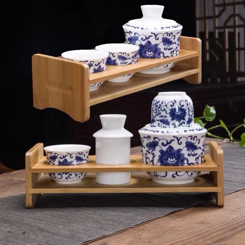 Home Ceramic Wine Set, Yellow Rice Wine Warmer, Antique-style Chinese White Spirit Cup, Half-catty Heating Jug
