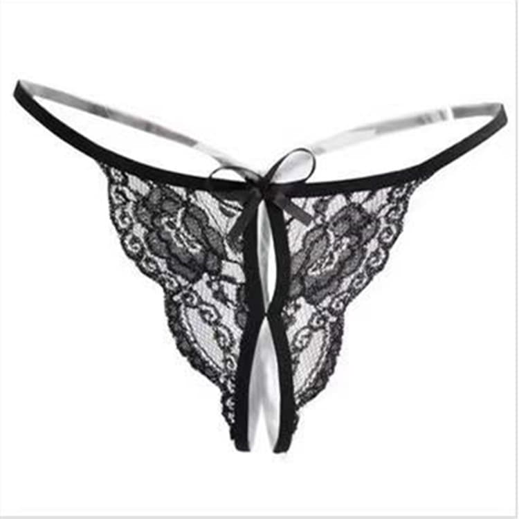 Women's Lingerie Sexy Lace Open Crotch Thong with Bow