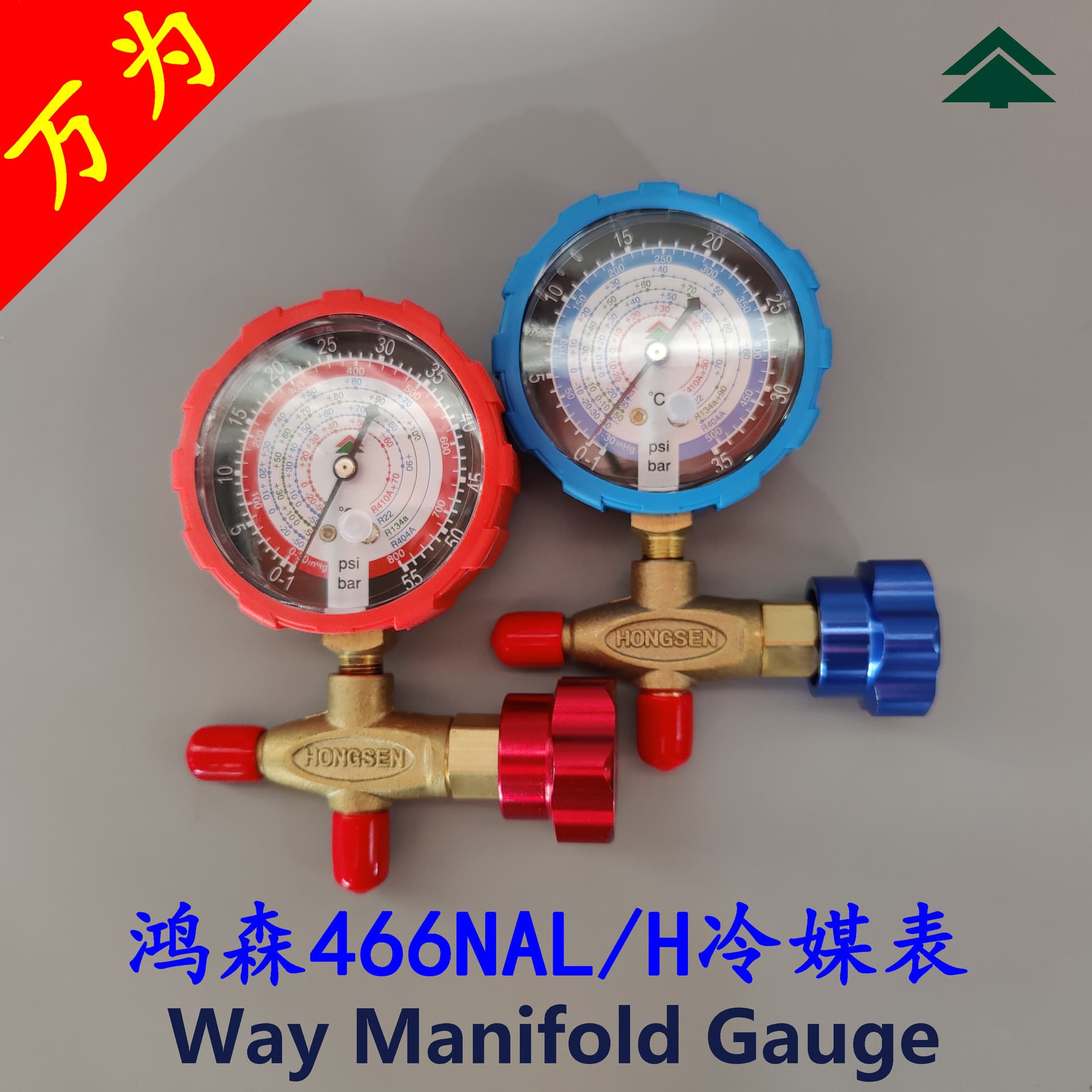 Hongsen High and Low Pressure Refrigerant Charging Gauge HS-466/467/473 Single Valve Set for R410A R22 R134A
