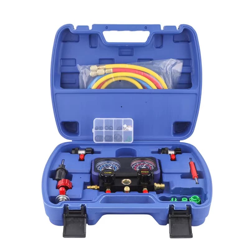 R134 Refrigerant Car AC Charging Manifold Gauge Set, Dual Gauge Pressure Tester for Automotive Air Conditioning