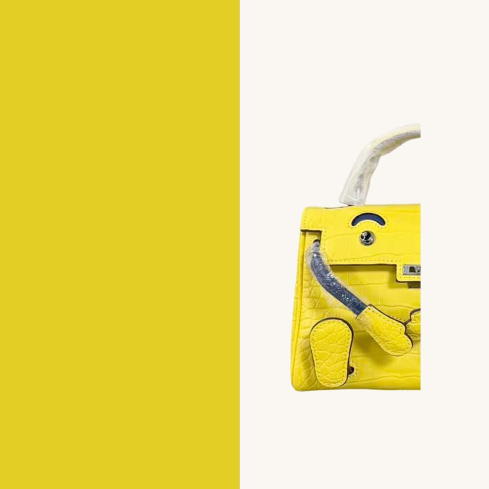 2026 New Women's Bag Millennium Doll Kelly Bag Crocodile Pattern Cowhide Smiley Face Bag One Shoulder Crossbody Crossbody Small Square Bag