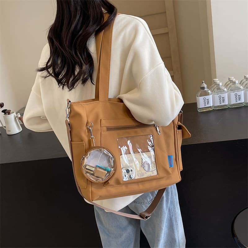2026 New Simple Tote Bag Women's Large Capacity Canvas Bag Trendy Fashion Commuting Shoulder Bag with Coin Purse