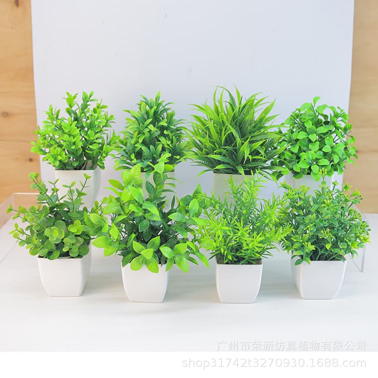 Cross-border hot-selling artificial plants fake greenery indoor and outdoor decorative plastic potted eucalyptus small potted wholesale