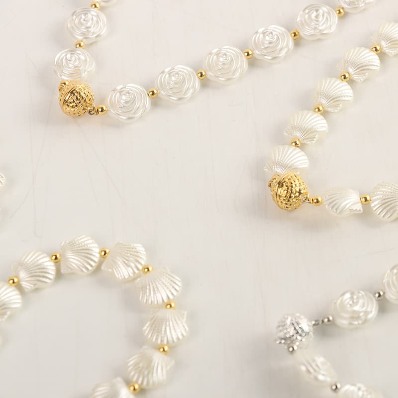 Stock Gold Silver Pearl Chain Magnetic Buckle Bracelet, Magnetic Curtain Tieback, No-Drill Installation Curtain Tie