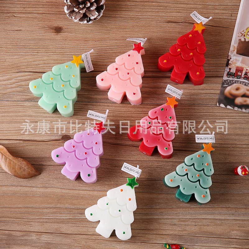 Christmas Tree Creative Handmade Scented Candle Christmas Tree Shape Wax DIY Gift Atmosphere Decorative Christmas Wax
