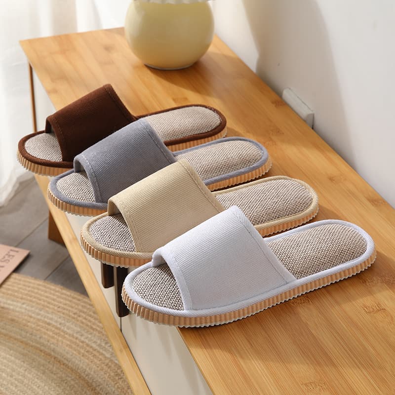 New washable corduroy linen slippers for men and women, suitable for all seasons, hotels, beauty salons, and health centers. Wholesale available.