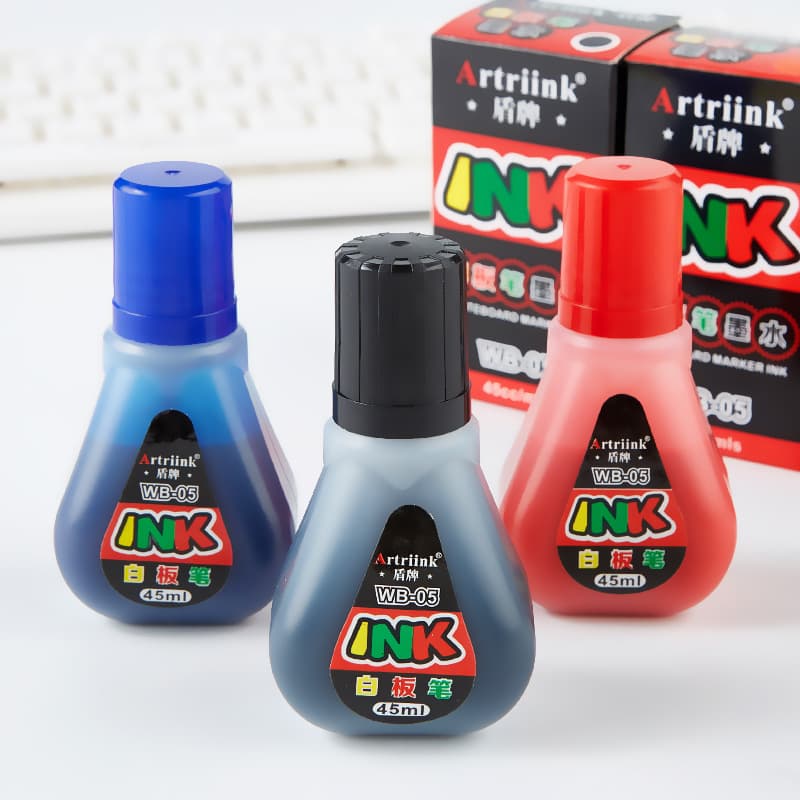 Shield Whiteboard Pen Ink Refill Liquid 45ml Oil-based Black Red Blue Large Head Whiteboard Pen Filling Fluid for Business Use