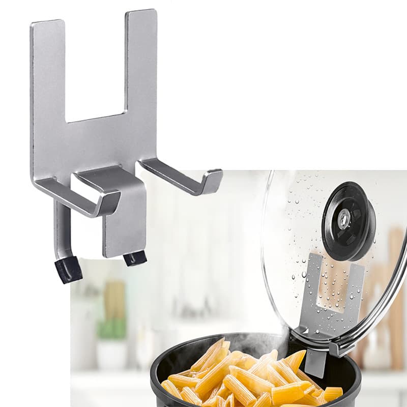 Pot Lid Holder Stainless Steel Pot Lid Retainer with Silicone Pad, Suitable for Standard Pots and Pans