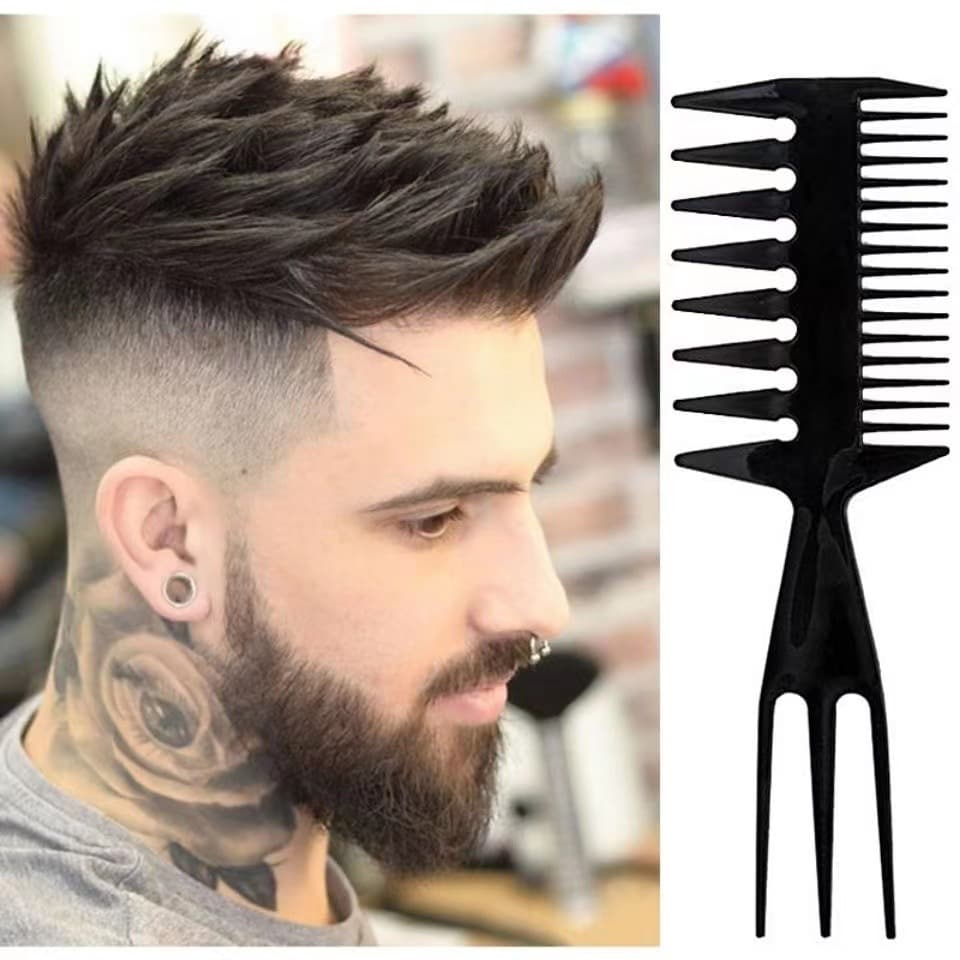 Wide-Tooth Comb, Slicked-Back Hair Comb, Smoothing Comb, Hair Parting Comb, Makeup Comb, Styling Comb, Black Wide-Tooth Comb