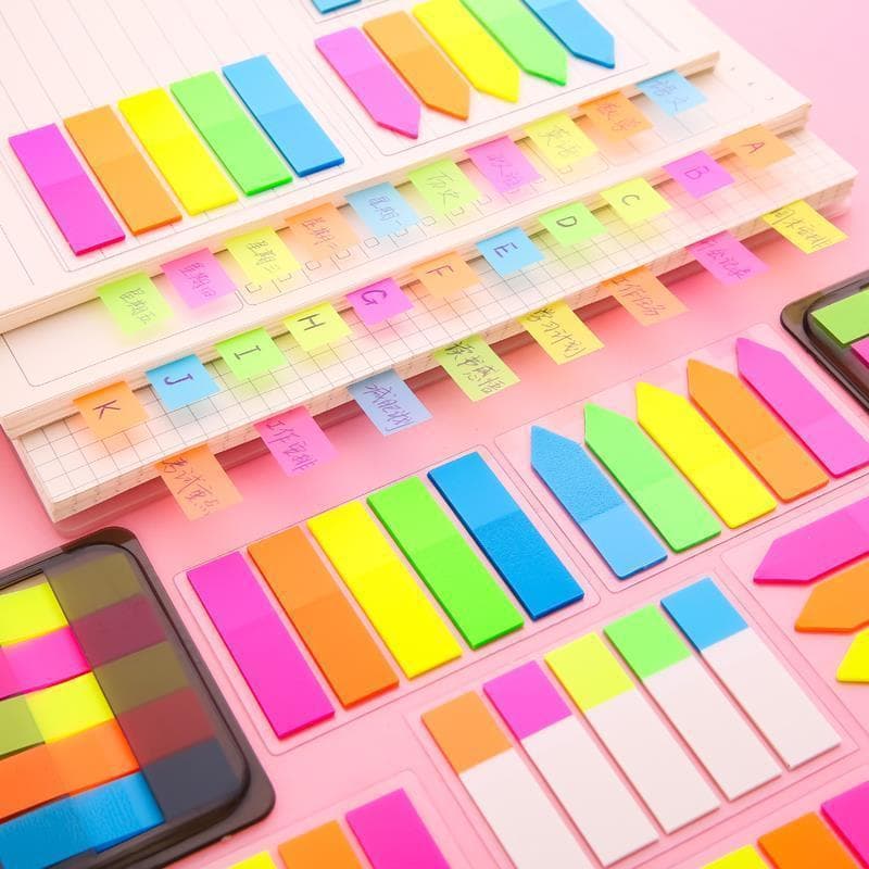Creative Ins Fluorescent Sticky Notes Classification Index Tabs Transparent Indicator Stickers Colorful Sticky Notes