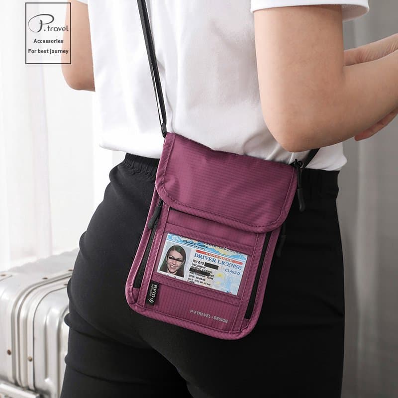 Travel Passport Holder Multi-Function Driver's License Neck Pouch Ticket Case RFID Passport Card Wallet