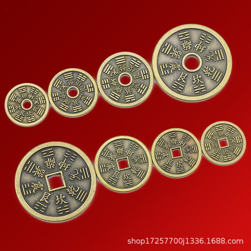 Mountain Ghost Coin Bagua Imitation Copper Coin Thunder Bagua Three Ghosts Coin Small Accessories DIY Pendant Wholesale Manufacturer