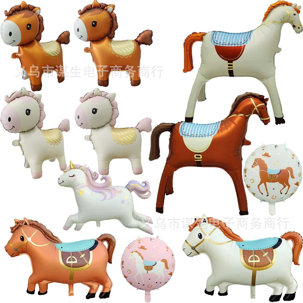 Noble Horse Balloon Horse Year Decoration Arrangement Pegasus Unicorn Party Photo Prop Matte Brown Horse