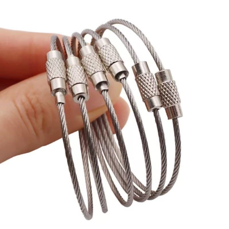 Colored wire ring keychain wire rope pendant key ring stainless steel wire ring lock buckle ready-made wholesale bracelet