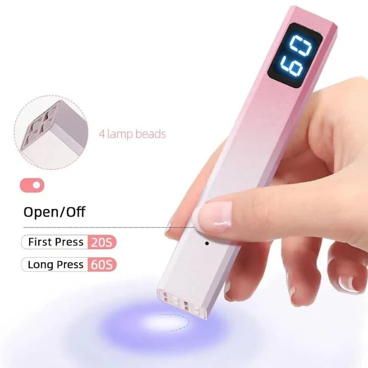 Portable UV LED Nail Art Lamp 8W Rechargeable Manicure Light