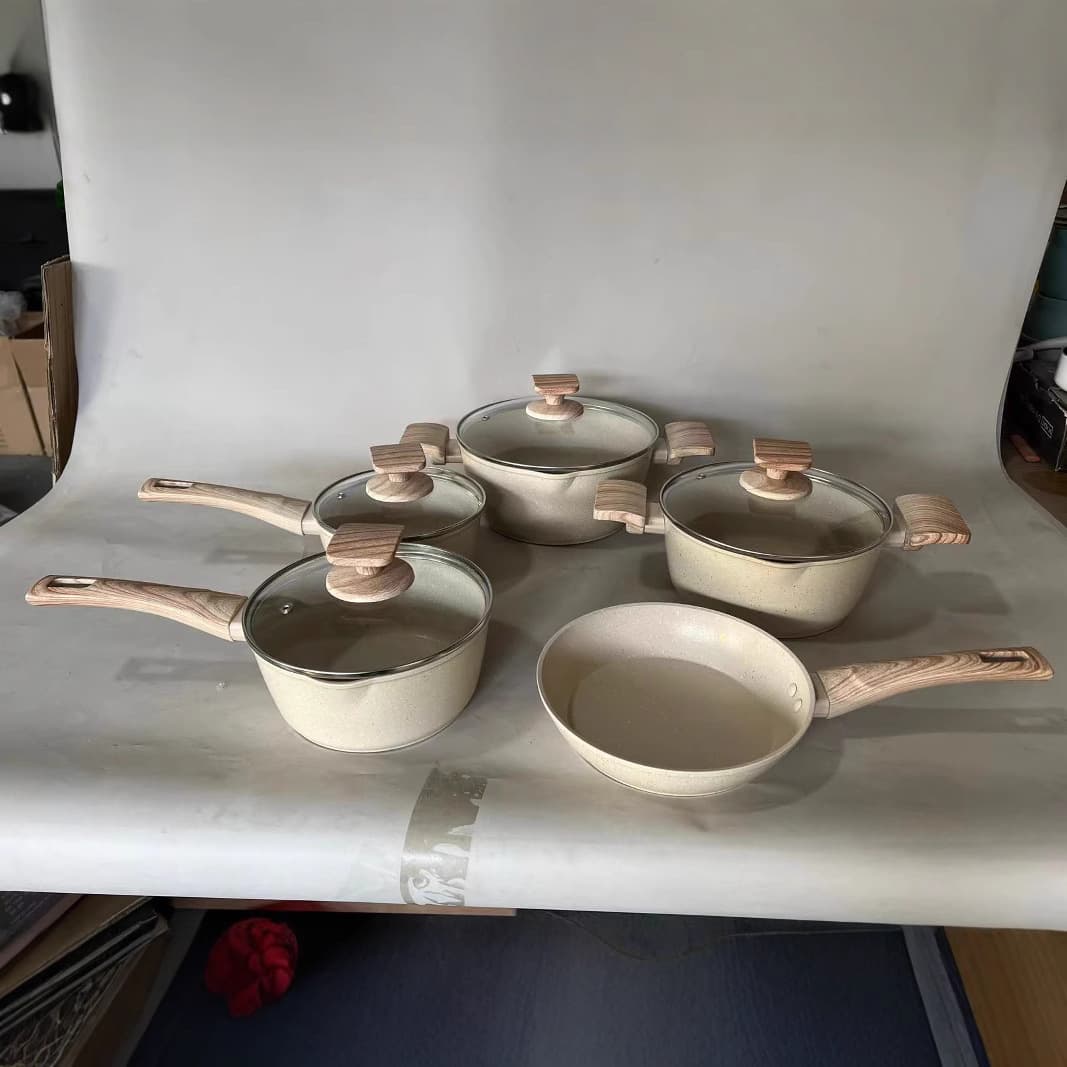 [Cookware Set] 5-piece set, 6-piece set, milk pan, frying pan, household Maifan stone wok, non-stick pan, small frying pan