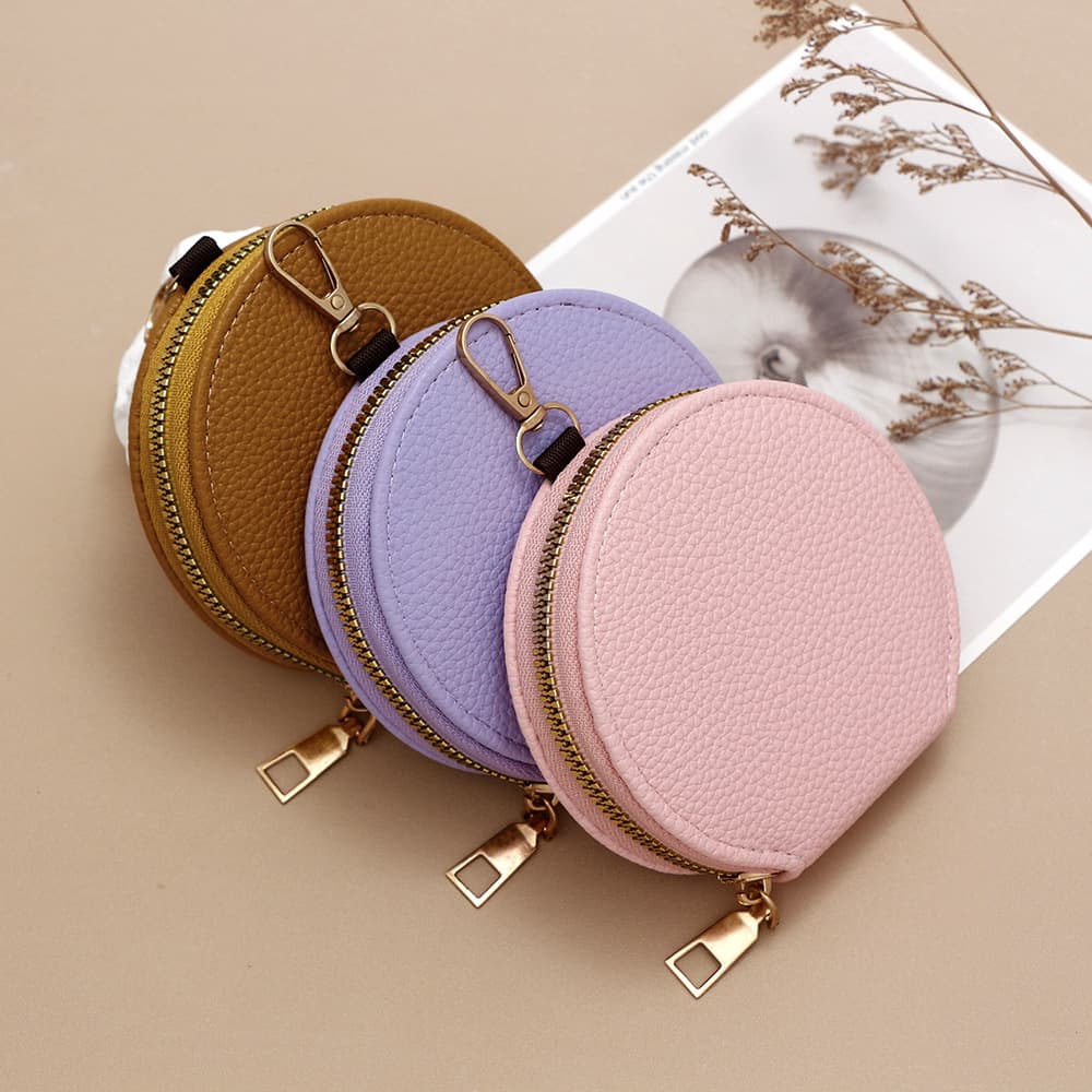 Japanese Korean Fashion Candy Color INS Style Mini Round Zipper Small Coin Purse, Card Holder Key Pouch Earphone Case