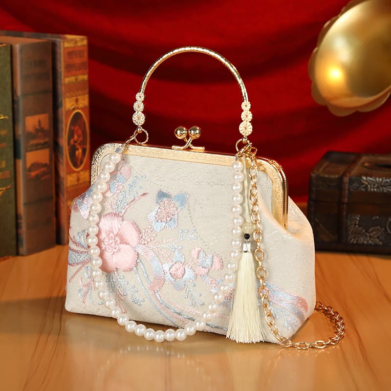 2026 New Chinese Style Wealth and Flowers Blooming Cheongsam Bag Women's High-End Large Floral Handbag Retro Style Crossbody Bag Trendy