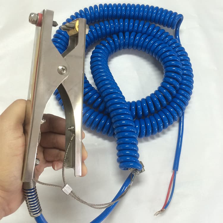 Static Grounding Stainless Steel Automatic Retractable Spiral Cable 10 Meters with Paint-Breaking Needle to Ensure Grounding