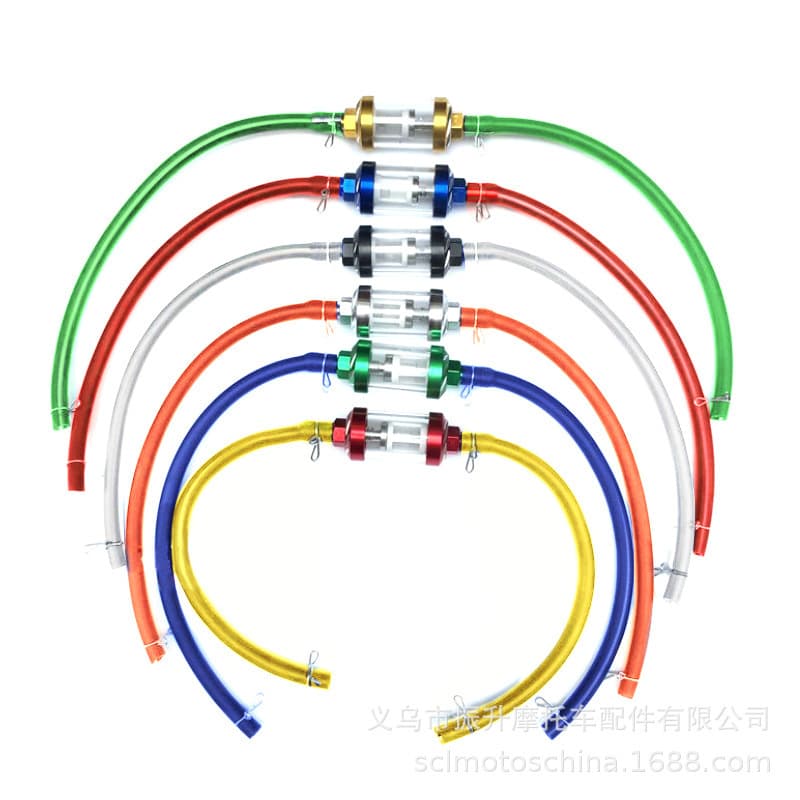 Universal Gas Filter for ATV Off-Road Pedal Motorcycle, CNC Transparent Glass, Washable Filter Element, 1M Fuel Line
