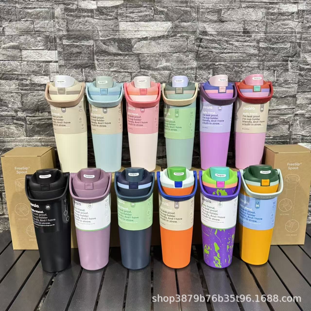 Cross-border owala double drink sports water bottle handle bounce cup foreign trade 304 stainless steel 30oz thermos cup fruit cup