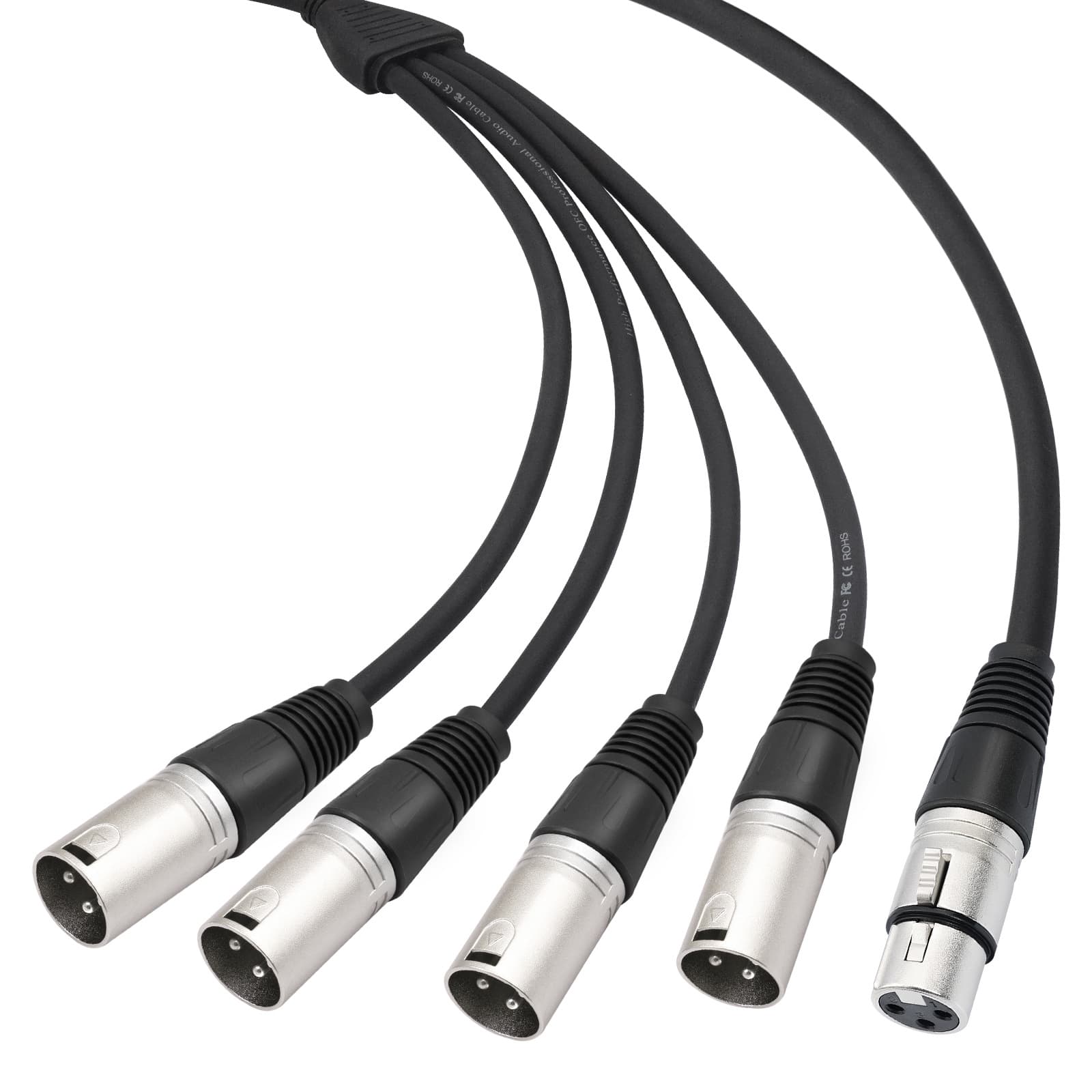 Cross-border New 3-Core Balanced XLR Female to 4 XLR Male Audio Cable One-to-Four Microphone Extension Cable