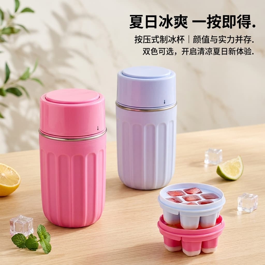 Press Ice Cube Tray Portable Ice Cup 304 Stainless Steel Coffee Cup Home Ice Cube Maker Summer Cold Drink Travel Cup