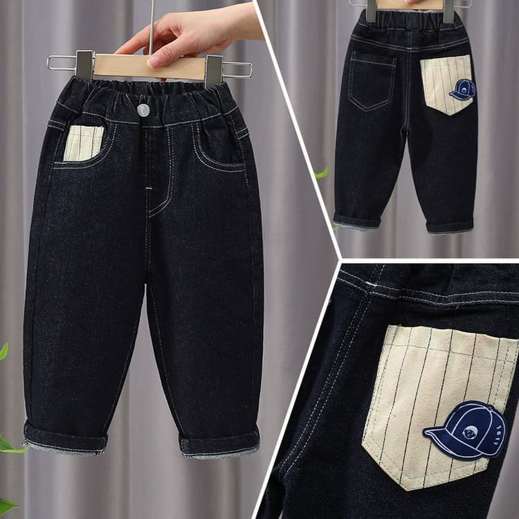 Boys' Spring Jeans 2025 Spring and Autumn New Children's All-match Casual Pants Baby's Solid Color Pants for Foreign Trade