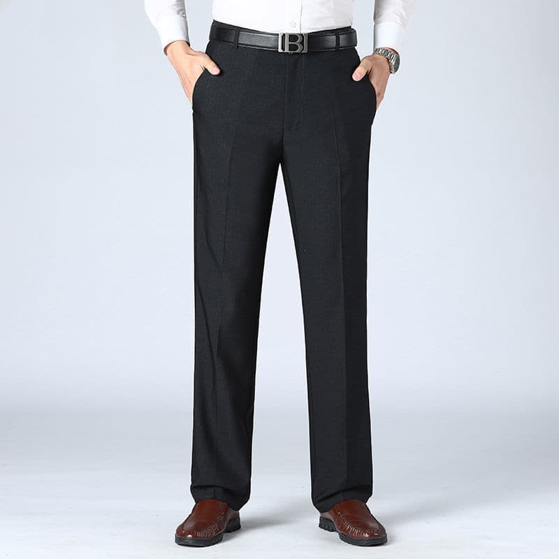Thick casual men's suit pants for spring and autumn, loose-fitting high-waisted trousers for middle-aged and elderly men, men's long pants
