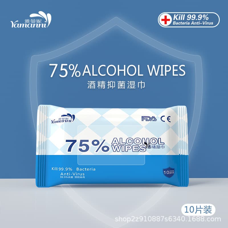 75% Alcohol Disinfecting Wipes 10-Pack Chlorine-Free Sterilizing Wipes No-Rinse Antibacterial Wipes Alcohol English Version