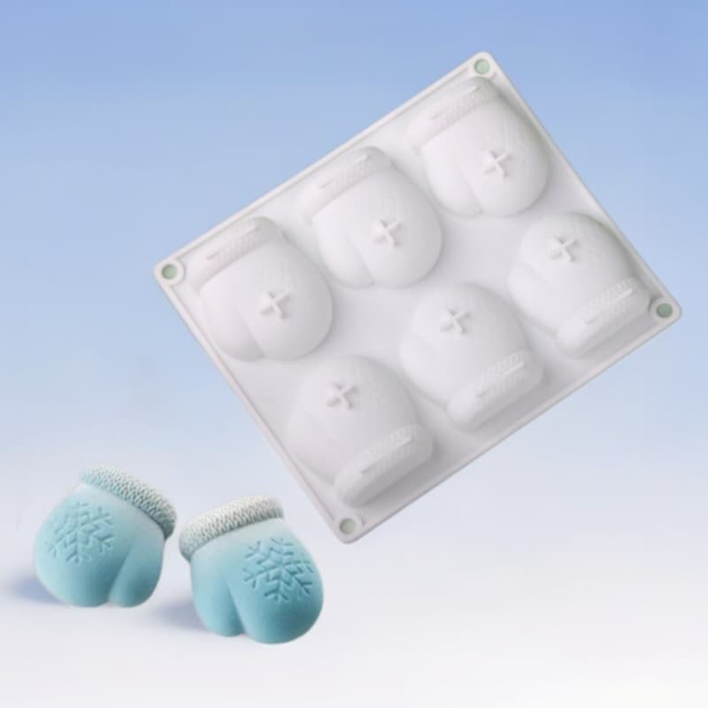 Shenhong Christmas New 6-Cavity Snowflake Glove Mousse Cake Mold Silicone Mold New Year Halloween Chocolate