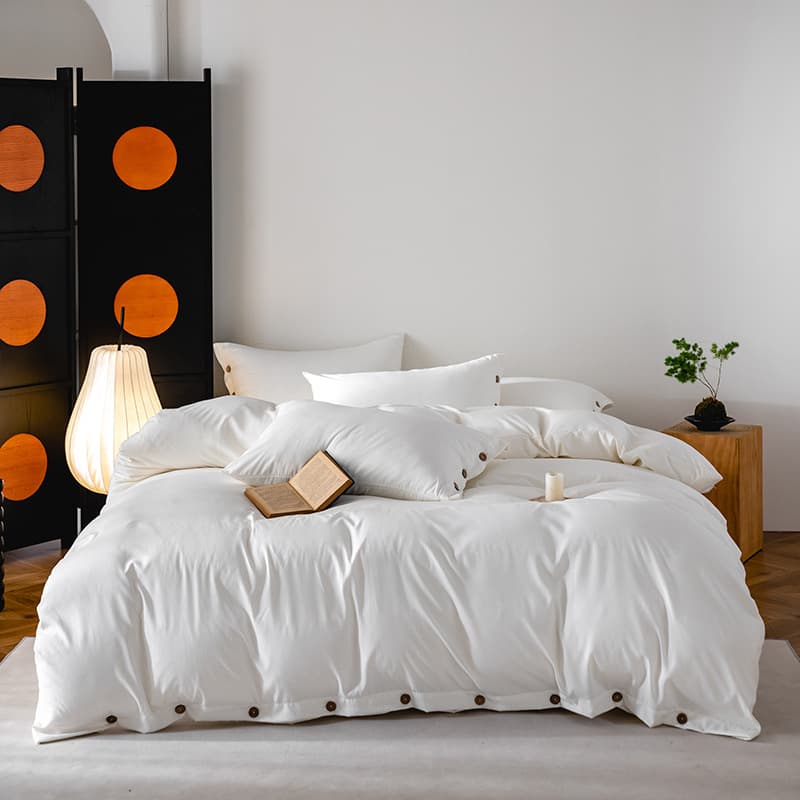 Cross-Border Japanese Size Japanese Home Leisure Button Style Textured Jacquard Small Bamboo Cotton Four-Piece Set Hotel Homestay