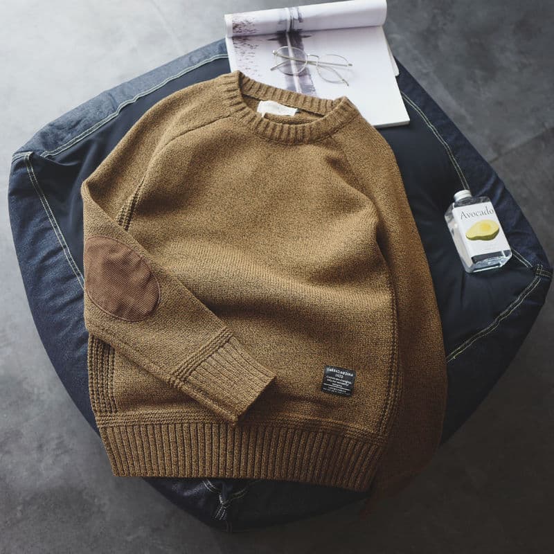 2025 New Thickened Men's Sweater Korean Trendy Stylish Patchwork Knit Base Layer Top