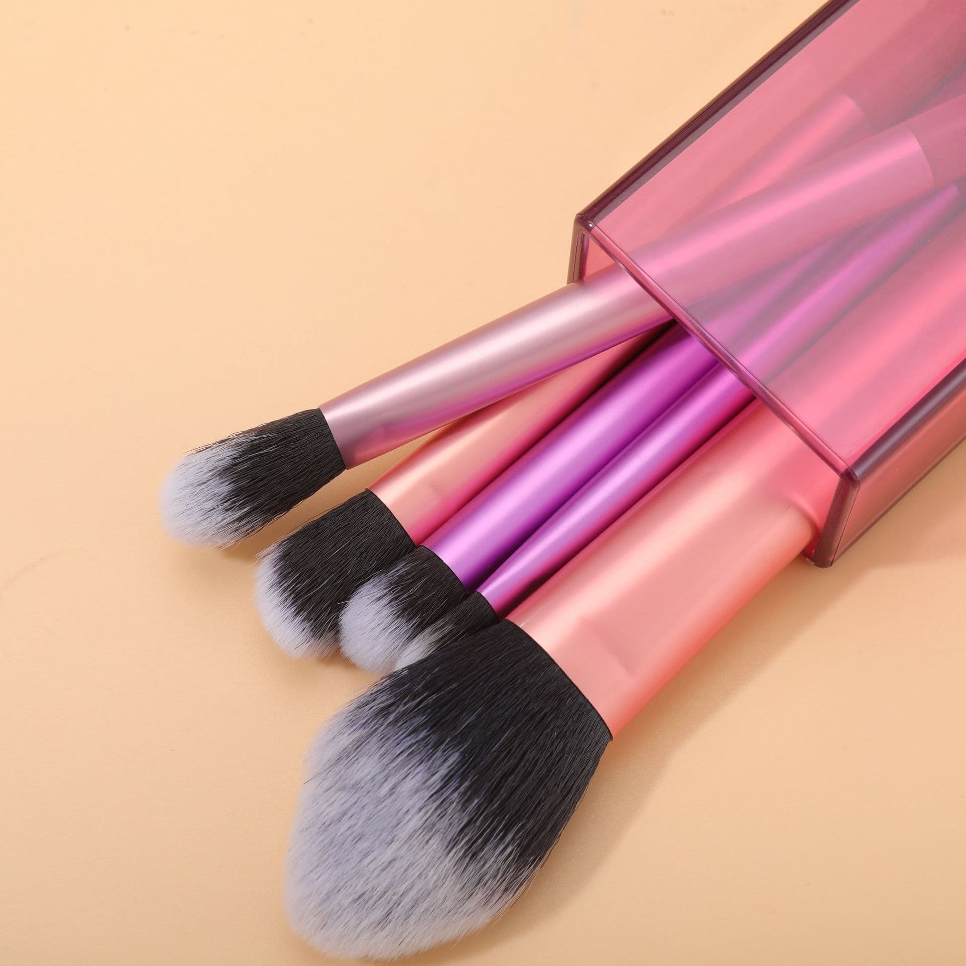 Semi-finished 5-piece Square Box Makeup Brush Set with Plastic Handles, Loose Powder Blush Nose Shadow Multi-functional Beauty Tool