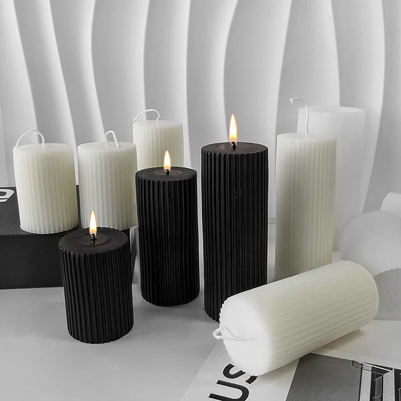 Jiahuimei Striped Cylindrical Aromatherapy Candle Silicone Mold DIY Handmade Soap Aromatherapy Ornaments Plaster Mold Spot