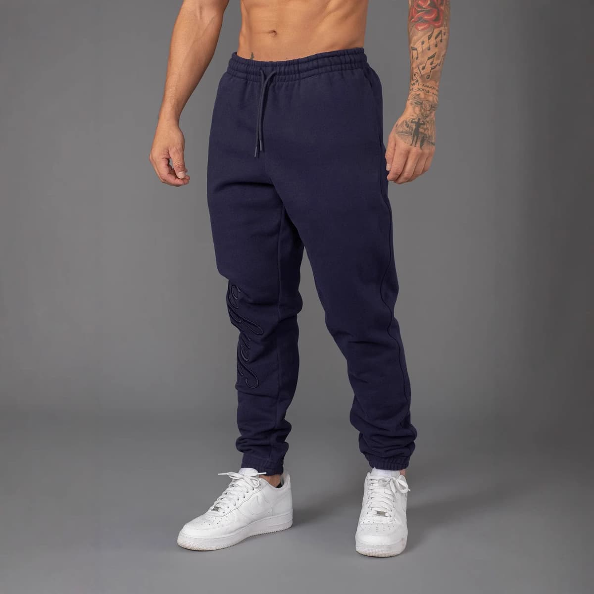 YOUNGLA sweatpants jogger gym sports fitness cotton leggings embroidered terry loose and comfortable
